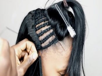 female weave-on hairstyle